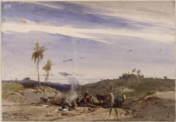 Road to Quititte; in the Foreground, Resting Afro-Brazilians and an Ox Cart