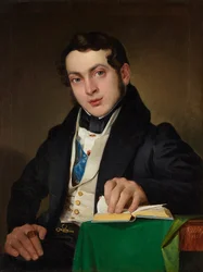 Seated Young Man in Black Coat