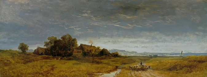 Upper Bavarian Plain with Returning Flock of Sheep