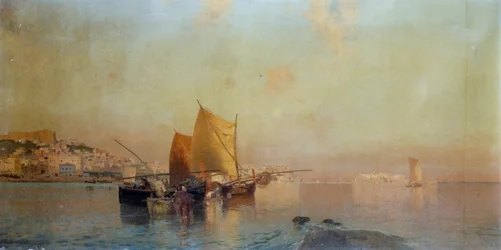 Naples harbor with boats