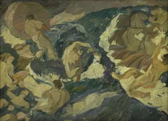 Poseidon Rushing over the Sea Surrounded by Nereids and Tritons