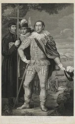 Landing of Christopher Columbus, engraved by David Edwin