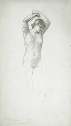 Standing Female Nude with Arms Raised