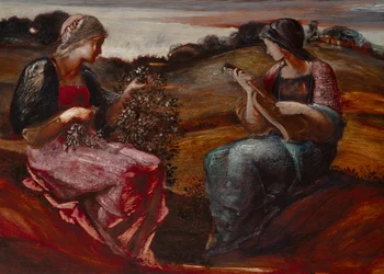 Two figures in a landscape