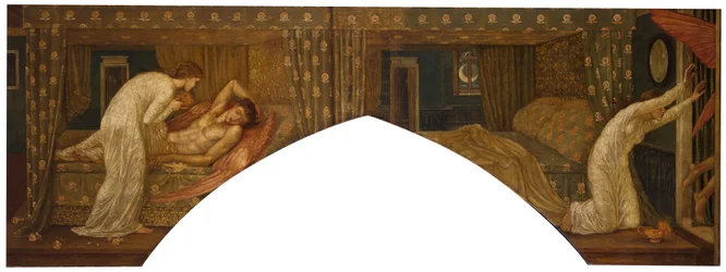 Cupid and Psyche - Palace Green Murals - Psyche Holding the Lamp Gazes on the Face of Sleeping Cupid and Psyche Abandoned