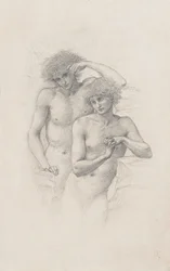 Study of Two Male Nudes for "Arthur in Avalon", c. 1885
