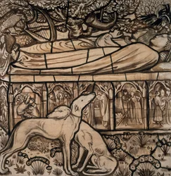 The Tomb of Tristram and Iseult (Cartoon for Stained Glass)