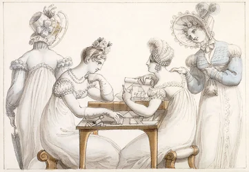 Ladies Cutting Out Silhouettes: and Ladies Conversing in an Interior