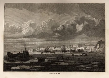 View of the city of Suez (Egypt), drawing by Grenet, to illustrate an excursion to the Suez Canal, in 1862, by Paul Merruau. Engraving in 