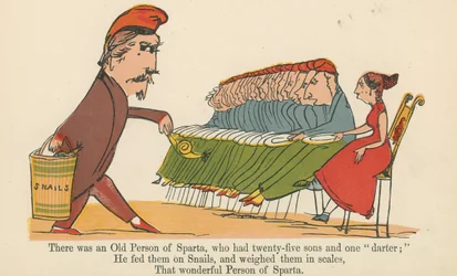 There was an Old Person of Sparta, who had twenty-five sons and one 