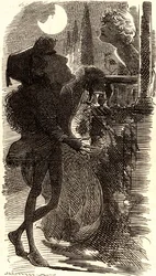 Henry Irving in balcony scene of "Romeo and Juliet"