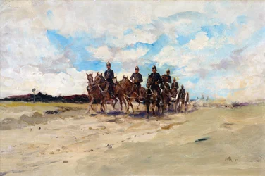 Royal Artillery, a field gun team on the march