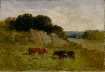 Untitled (landscape with two cows)