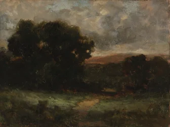 Untitled landscape with meadow and trees, n.d.