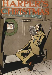 Poster advertising Harpers New Monthly Magazine, Christmas 1897