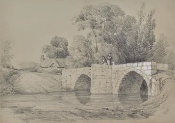 Landscape of a bridge with figures