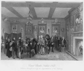 Council Chamber, Vintners Hall. Vintner Sherriff receiving the Congratulations of his Company