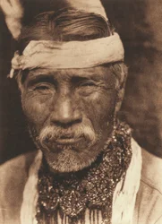Close-up of an Old North American Indian Seen from the Front