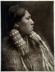 Indians of America: portrait of an Indian girl wearing a piercing in the nose