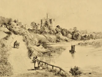 The Coquet: Warkworth Castle from the Road to Amble, c.1880