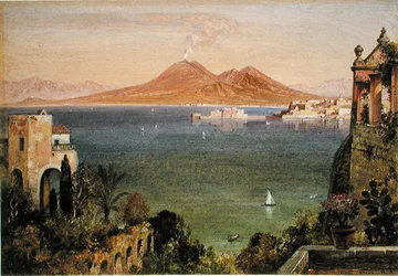 Vesuvius and Castel del Oro, Naples, seen from Villa Cedroni, Posillippo
