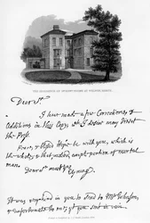 A letter from Edward Young, and a view of his residence at Welwyn, Hertfordshire
