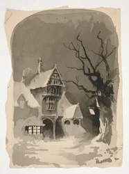 A Winter Scene: House in the Snow (recto); Assorted Figure Studies (verso)