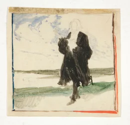 Cloaked Man in Landscape - Unidentified Illustration