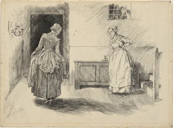 Enter Mrs. Hardcastle & Maid, study for Oliver Goldsmith