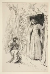 Ferdinand Meets Miranda, illustration for Act III, Scene i, The Tempest