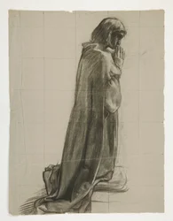 Figure Study for Sir Lancelot and Sir Bors Outfit Galahad with His Spurs, from The Quest of the Holy Grail (second of a series of fifteen paintings for the Boston Public Library, completed in 1901)