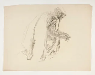 Figure Study for Sir Lancelot and Sir Bors Outfit Galahad with His Spurs, from The Quest of the Holy Grail (second of a series of fifteen paintings for the Boston Public Library, completed in 1901)