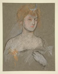 Head and shoulders of woman, Coronation of Edward VII portrait