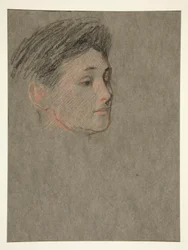 Head of woman, black hair, for Coronation of Edw. VII