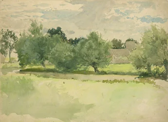 Landscape: Meadow, Church in Background