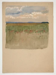 Landscape with field, horizon, sky