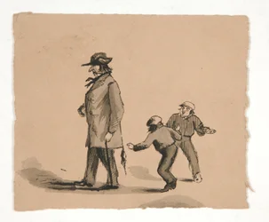 Man Walking with Two Boys