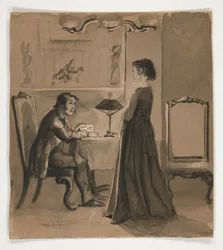 Man and Woman in an Interior - Unidentified Illustration