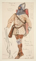 Man of Arms, Costume Sketch for Henry Irving