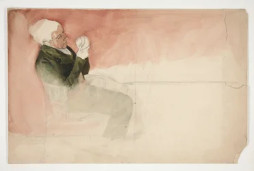 Man Seated, Examining the Inside of a Bowl