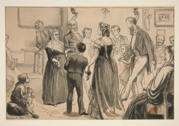 Party in a Victorian Home - Unidentified Illustration