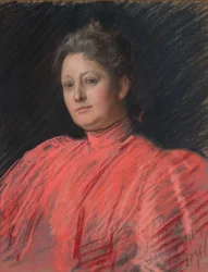 Portrait of Mrs. Abbey in Pink Dress, Waist Length
