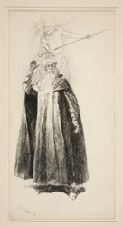 Prospero and Ariel, illustration for Act V, Scene I, The Tempest