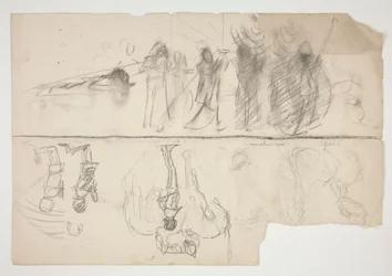 Sheet of Sketches for The Quest of the Holy Grail Mural Series at Boston Public Library (recto); Unidentified Sketch (verso)