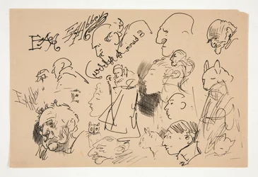 Sheet of Sketches of Heads