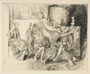 Sir Toby and his Companions, illustration for Act II, Scene iii, Twelfth Night