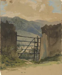 Stone Wall and Gate, Sketch