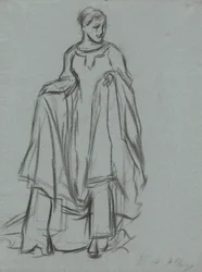 Study for Draped Female, Figure Study for The Quest of the Holy Grail (Series of 15 Paintings for the Boston Public Library, Completed in 1901)