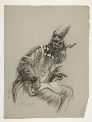 Study of Jester (unused), for the Quest of the Holy Grail (a series of fifteen paintings for the Boston Public Library, completed in 1901)