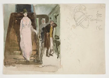 Study of an Interior: Couple Preparing to Leave for the Evening
